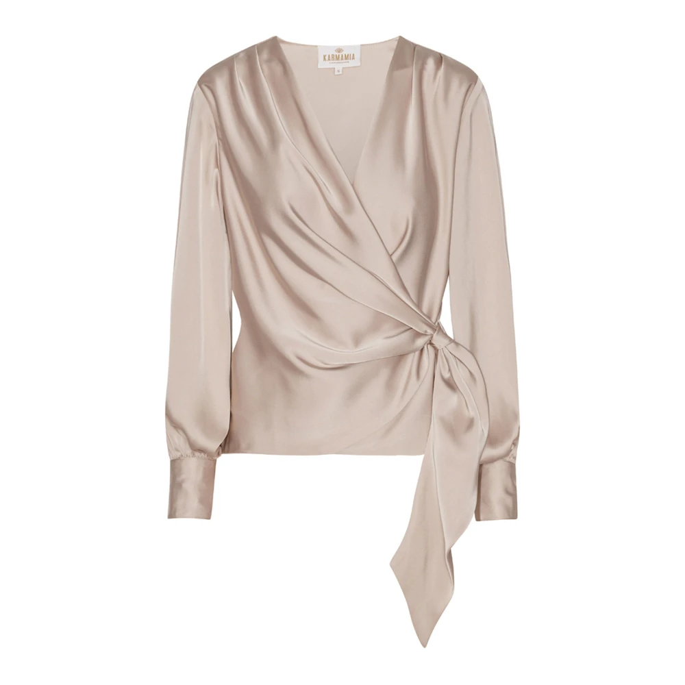 Karmamia Women's Beige Elegant Draped Blouse Ines Shell - Blouses - L - Blouses & Shirts