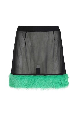 contrast-hem-technical-fabric-skirt