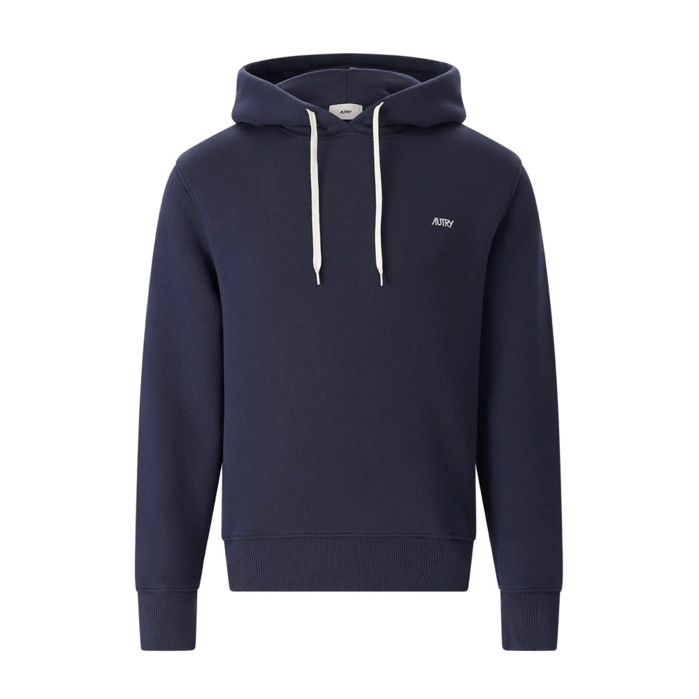 Autry Men's Blue Hoodies, M, Embroidered Logo Hoodie