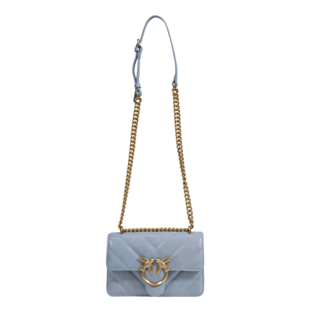 pinko Mini Vitello Leren Tas Herfst Winter Collectie Blue Dames
