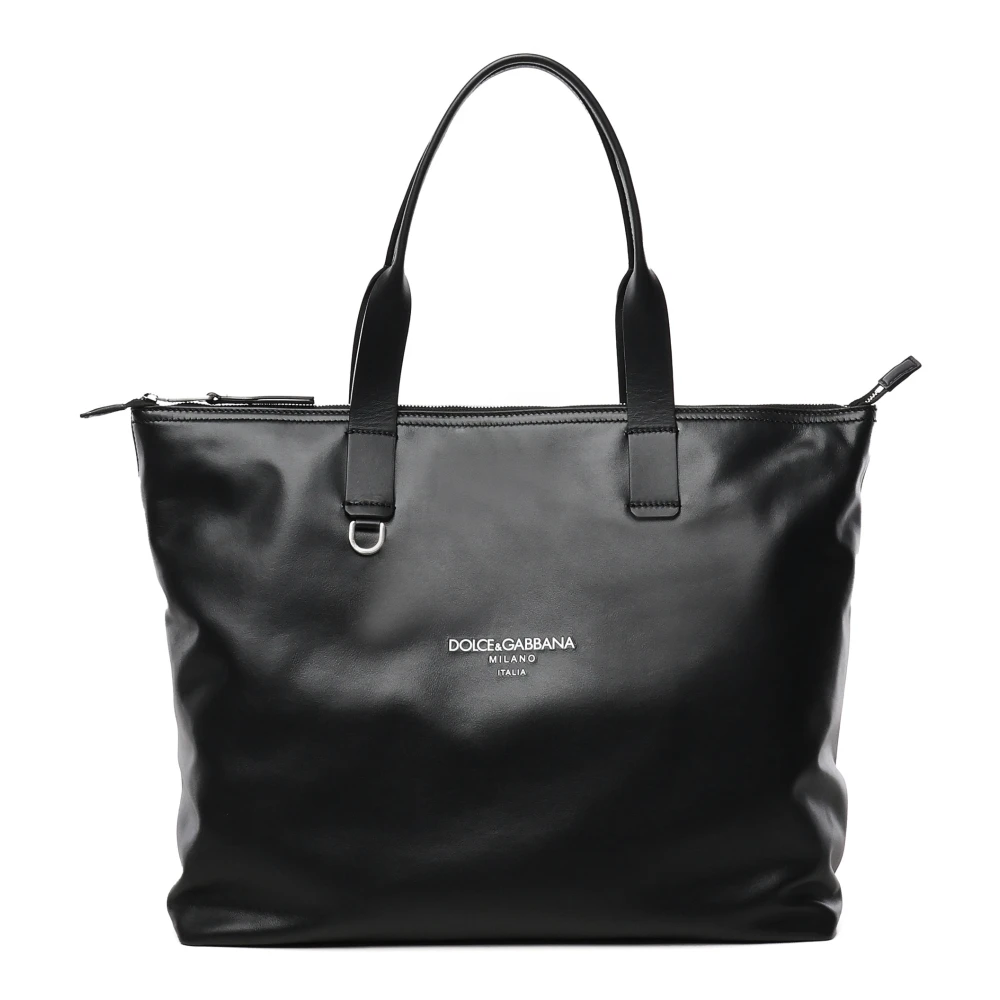 Dolce & Gabbana Zwarte Leren Winkel Tas Black Heren