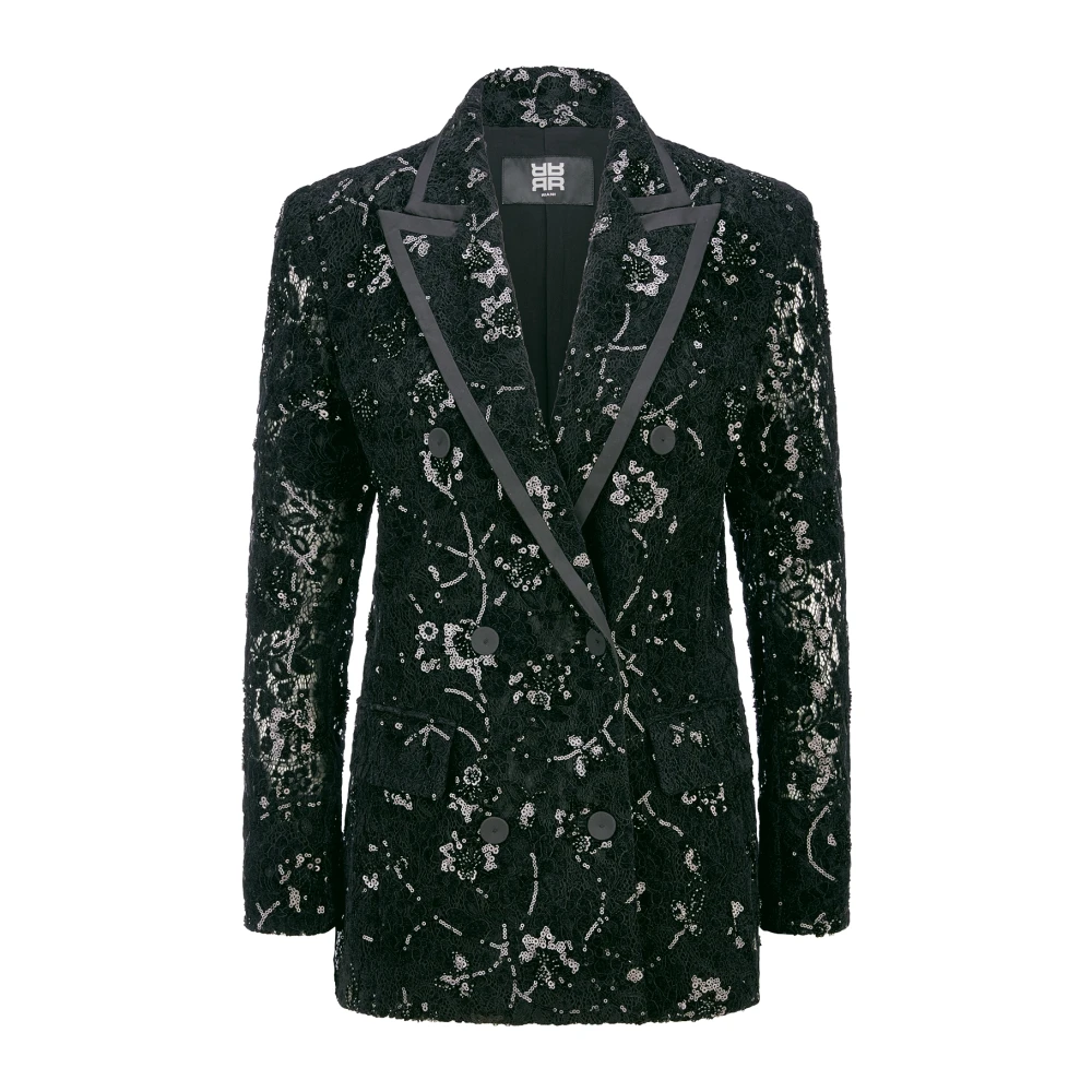 Riani Black Blazers, Female, L, Embroidered Lace Blazer