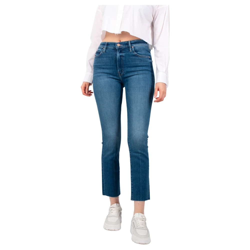 Mother Rascal Ankle Fray Jeans Blue Dames