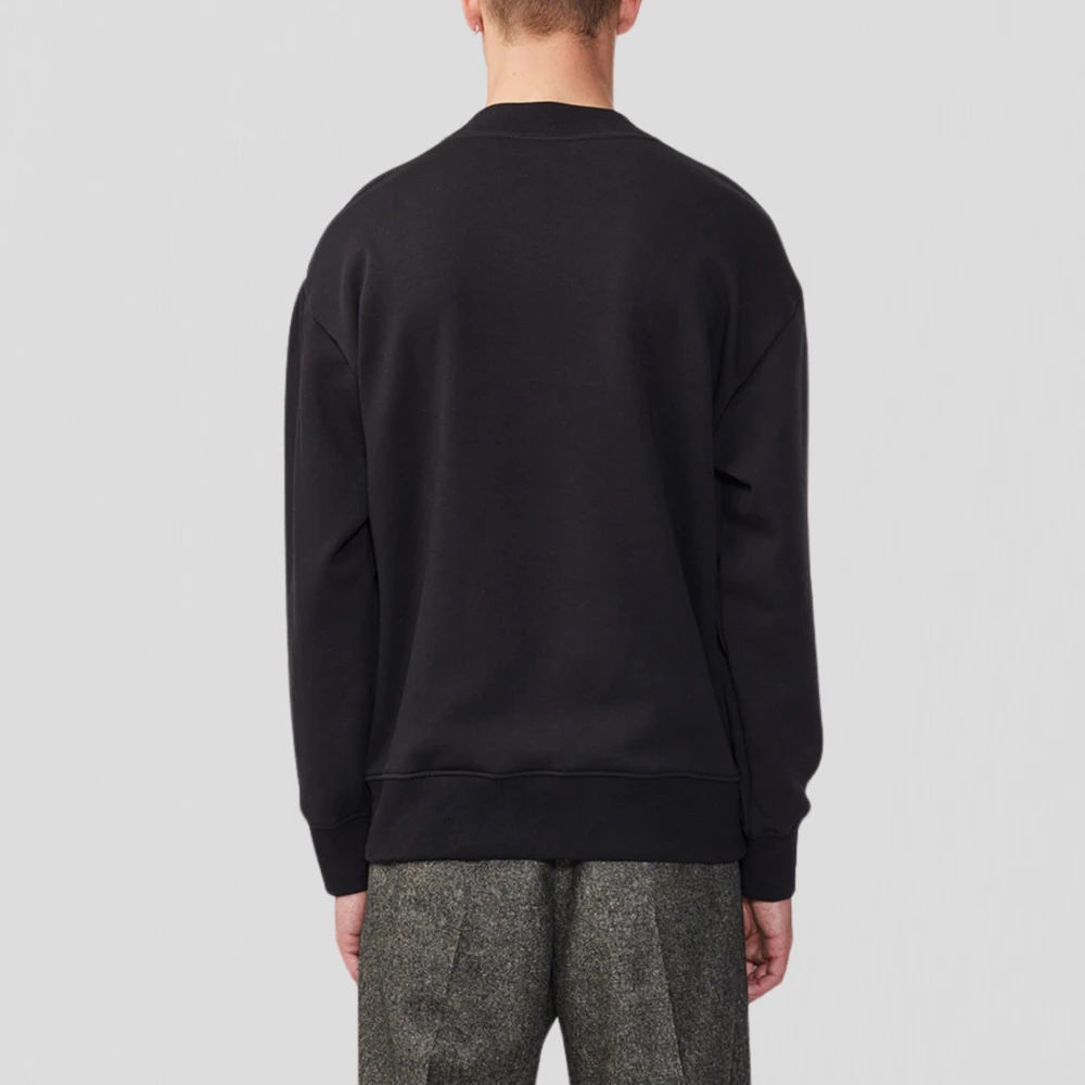 Nn07 Mock Print Sweater Zwart Black Heren