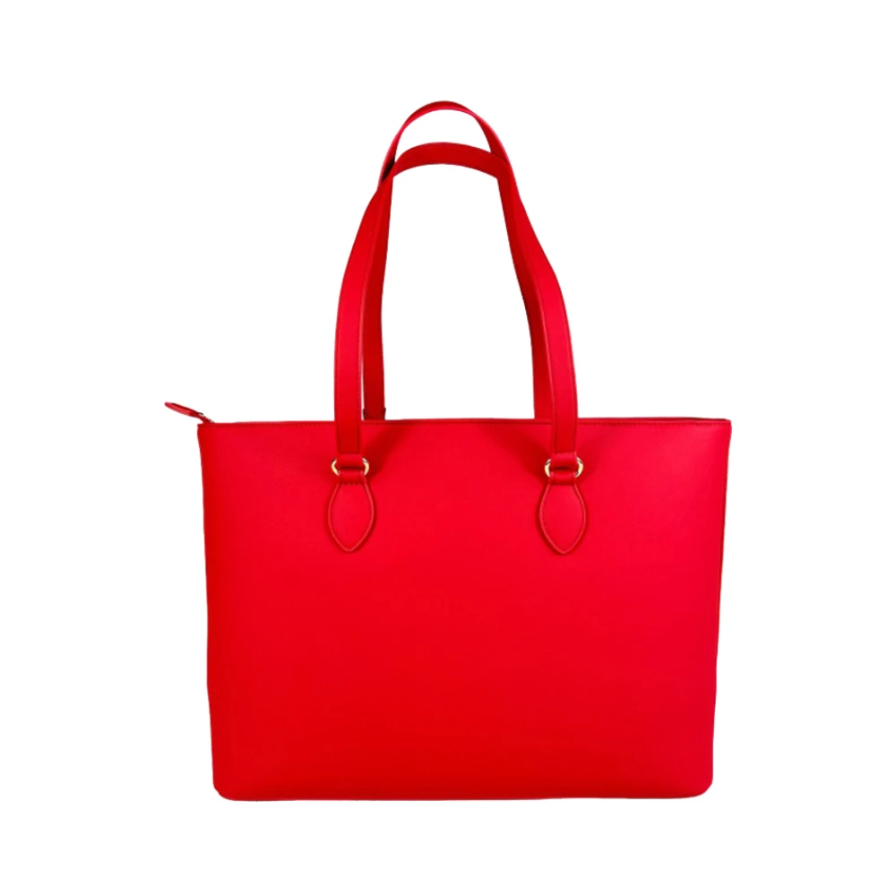 Moschino Rode leren schoudertas met gouden details Red Dames