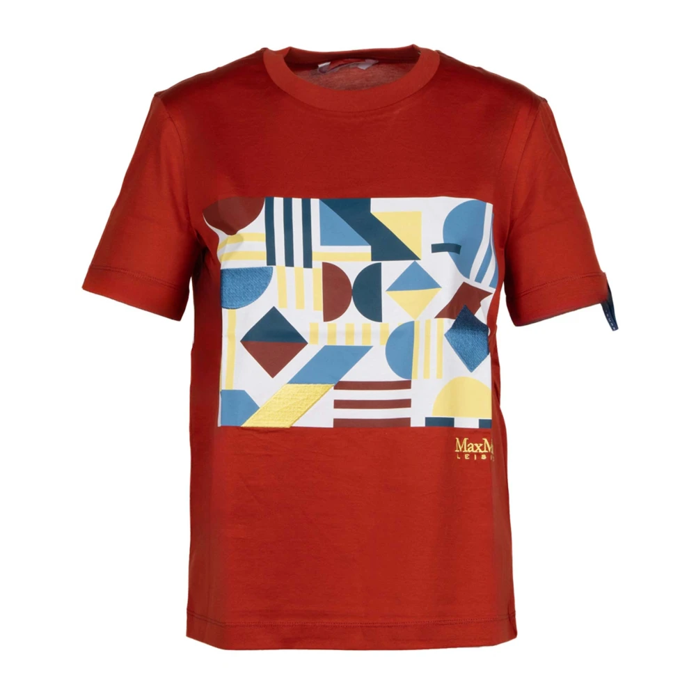 Max Mara Geometrische Print Roest Katoenen T-shirt Brown Dames