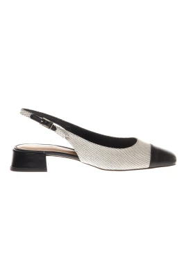 Slingback in nappa leather and canvas off