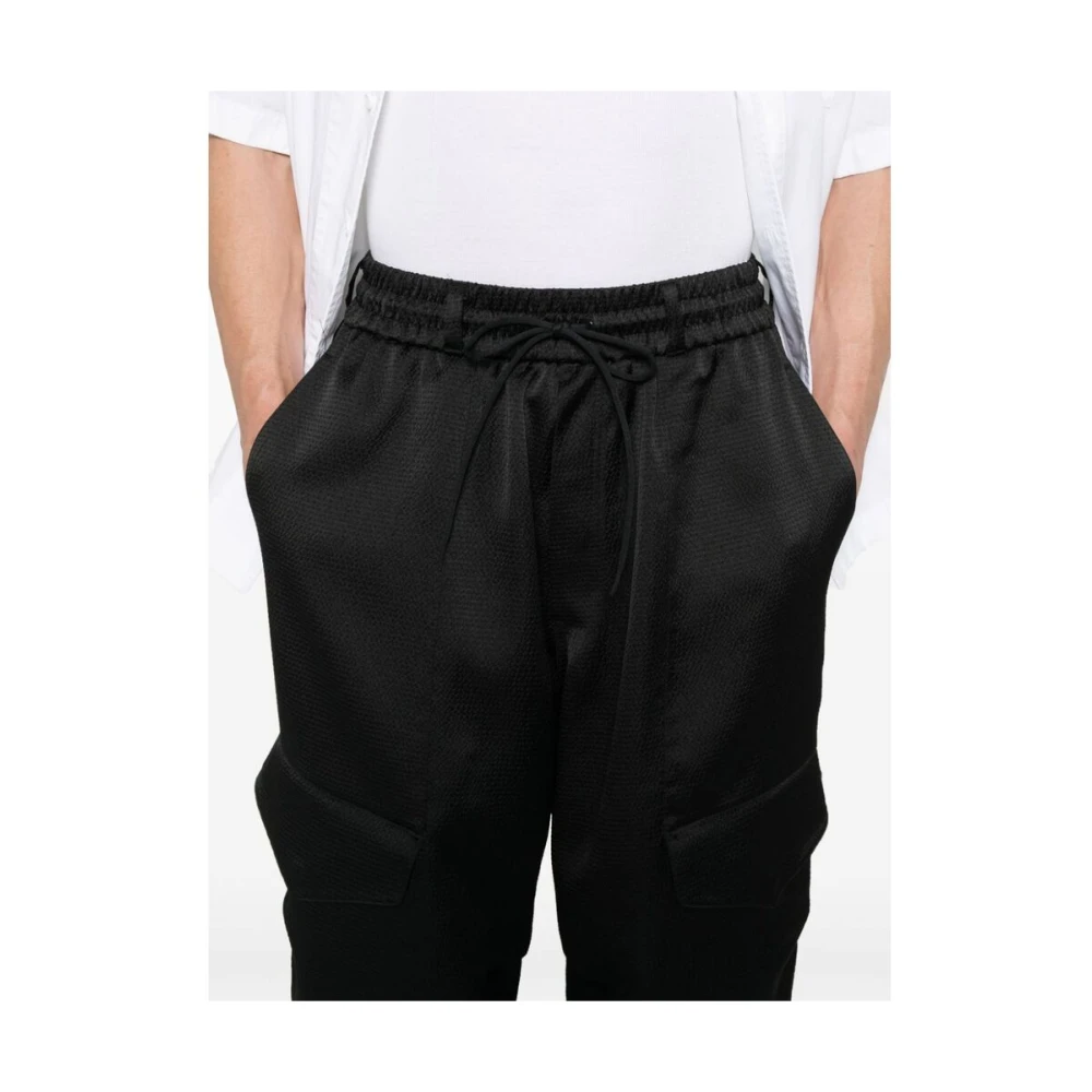 Y-3 Zwarte Satijnen Wijde Cargo Broek Black Dames