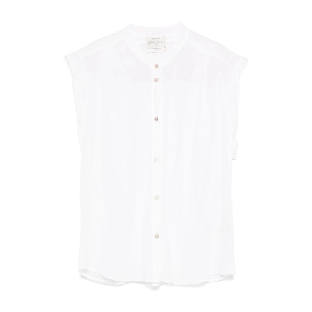 Forte Forte Women's White Button-Up Shirt With Gathered Detailing - Shirts - L - Blouses & Shirts