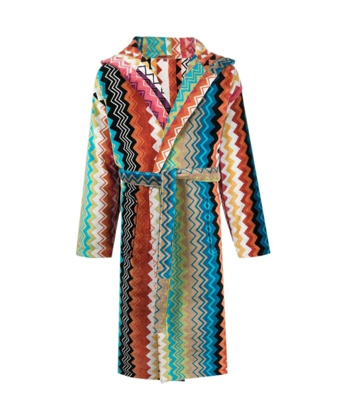 zigzag-print-hooded-bathrobe