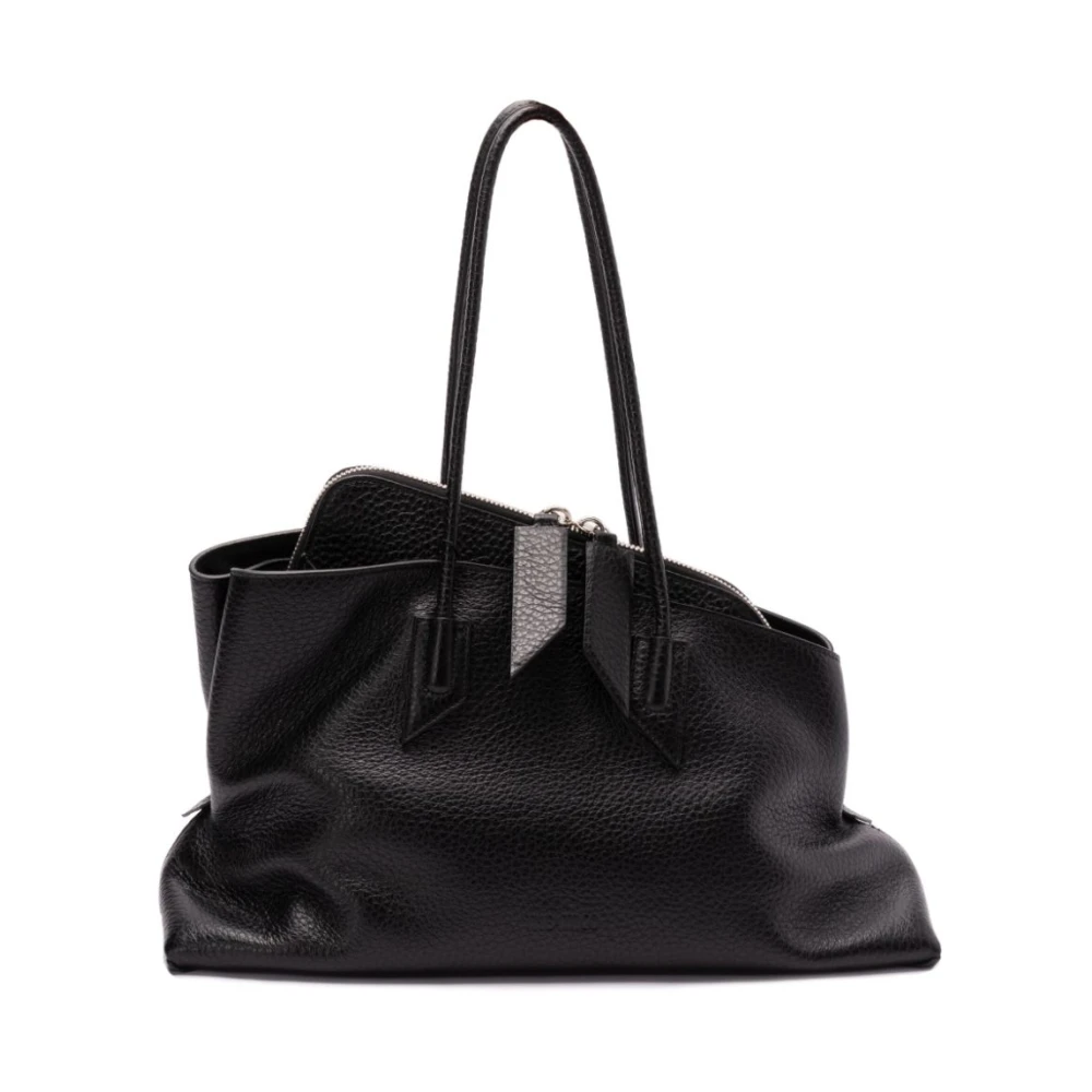 The Attico Zwarte Tweewegrits Top Handvat Tas Black Dames