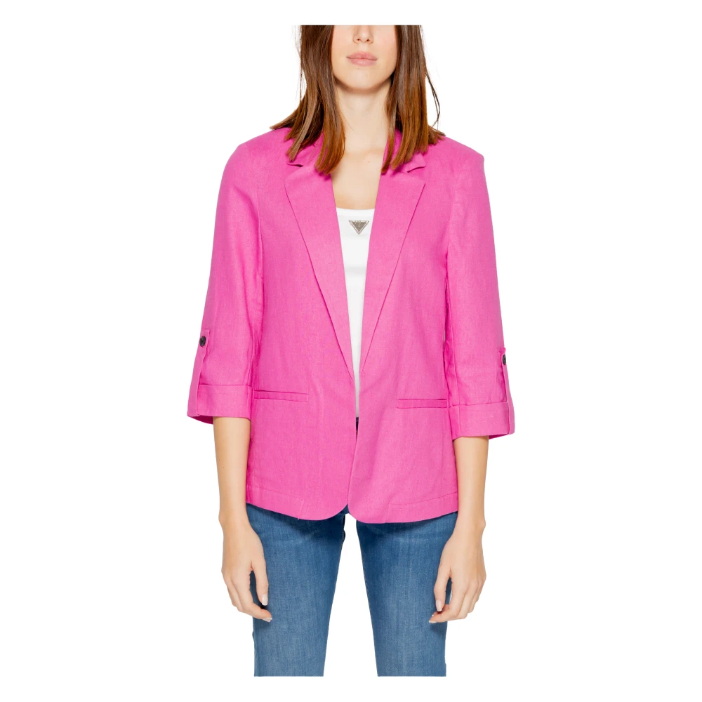 Only Elegant Linen Blend Jacket Pink Dames