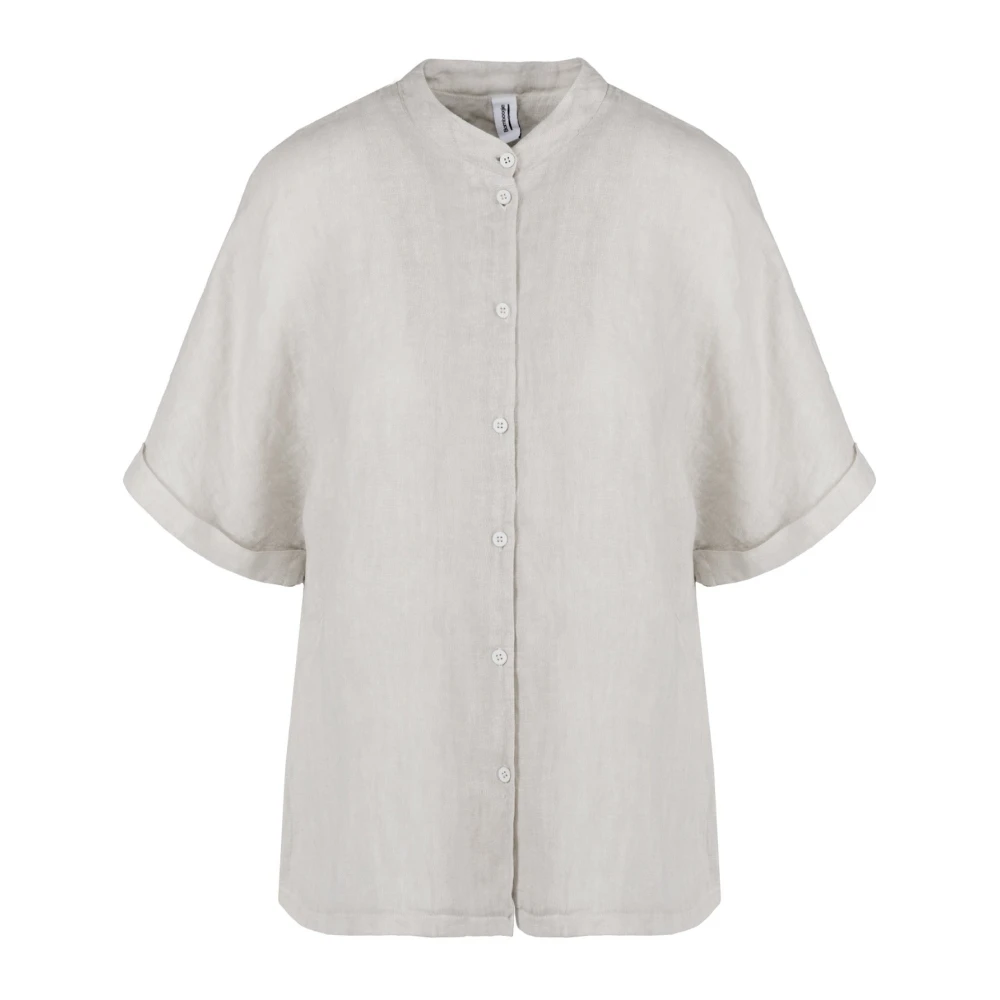 BomBoogie Linnen Koreaanse Shirt White Dames