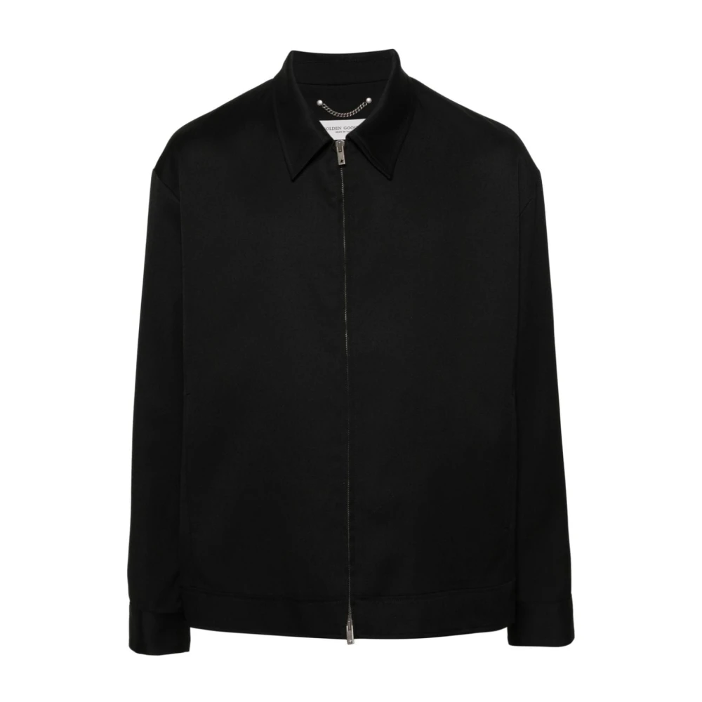 Golden Goose Men's Black Light Jackets, L, Wool Jacket With Zip Closure