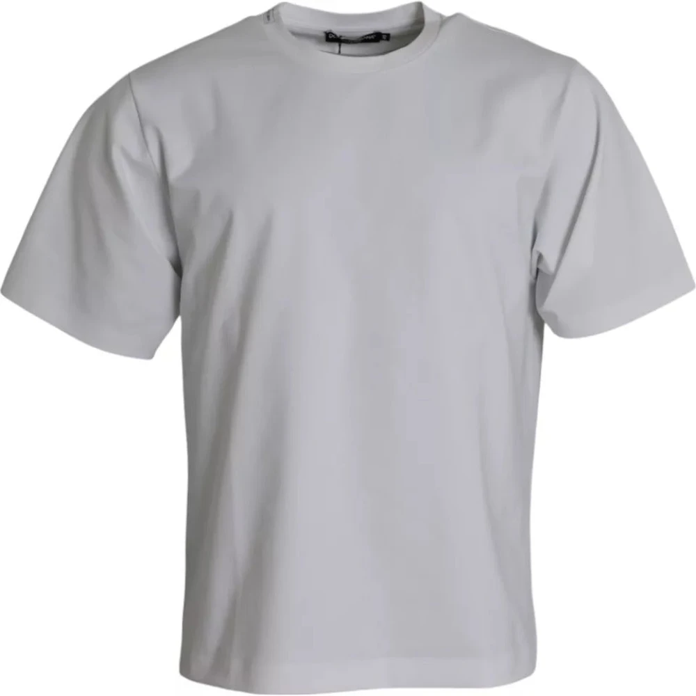 Dolce & Gabbana Wit Katoenen T-shirt met Ronde Hals en Korte Mouwen White Heren