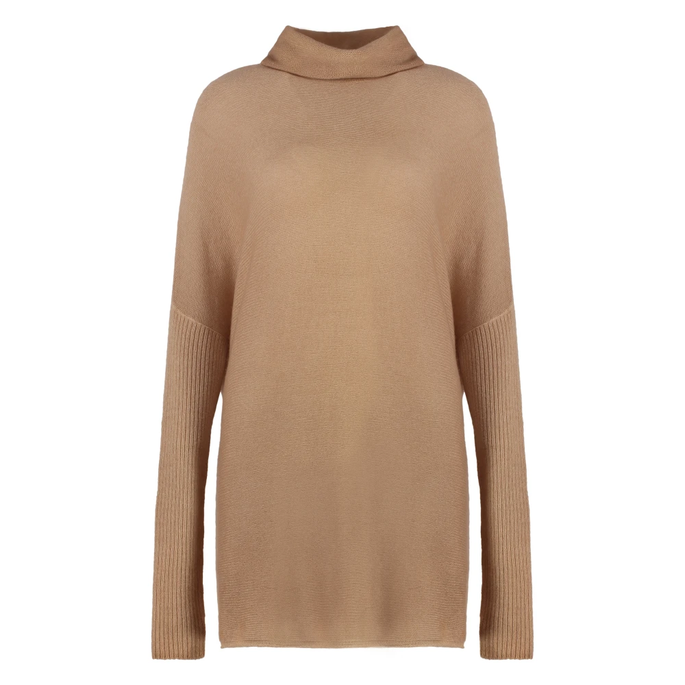 Malo Kashmir Oversize Turtleneck Tröja Brown, Dam