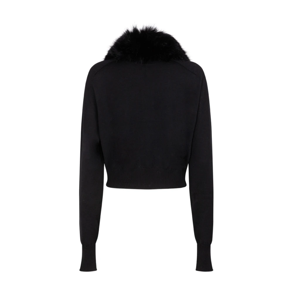 SPORTMAX Zwarte Afneembare Kraag Wollen Vest Black Dames