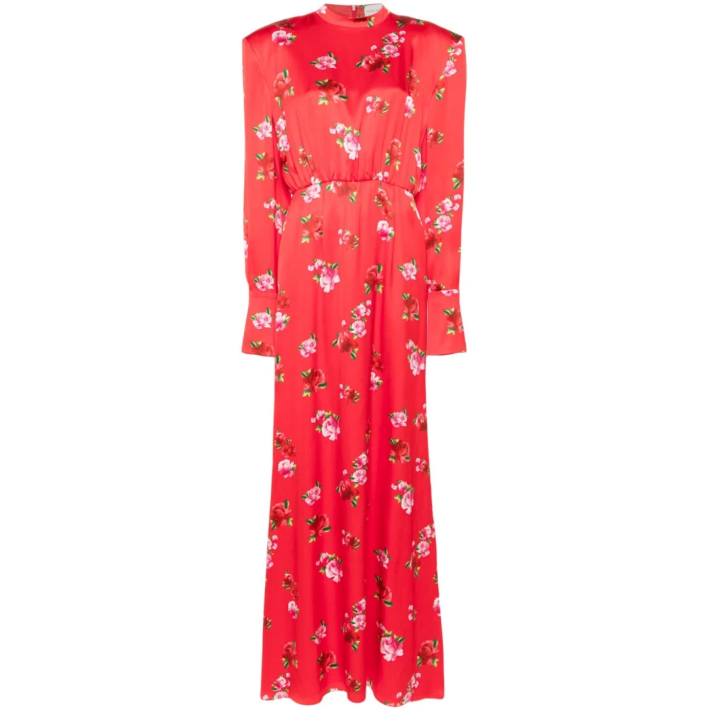 Magda Butrym Zijden Bloemenjurk Rood Aw24 Red Dames