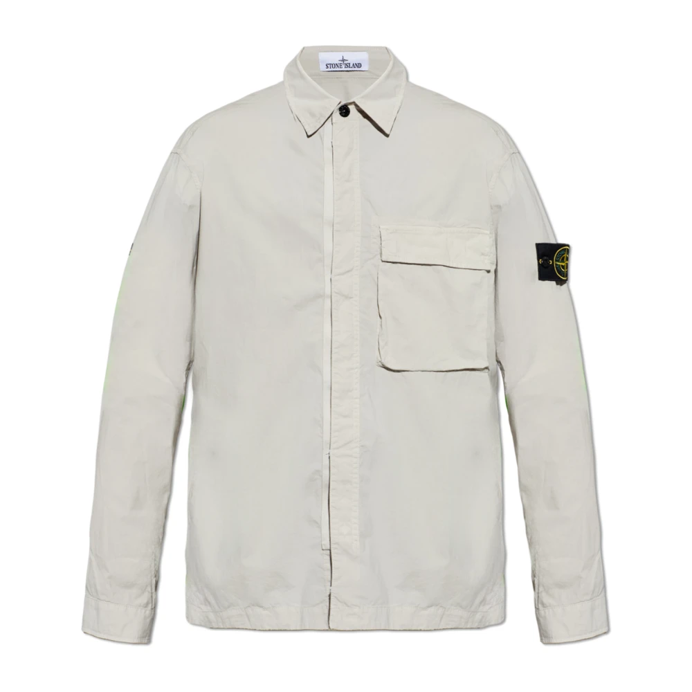 Stone Island Men's Gray Casual Shirts, Xl, Shirt With Pocket