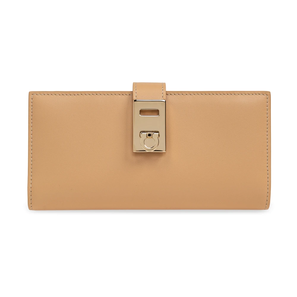 Salvatore Ferragamo Leren portemonnee Beige Dames