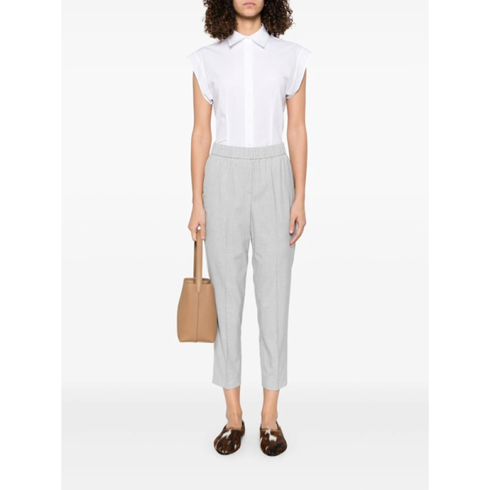 PESERICO Grijze broek met kraaltrim en zakken Gray Dames