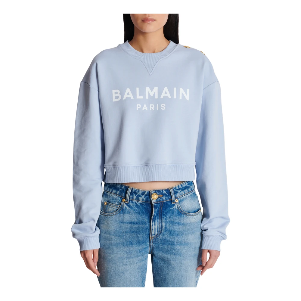 Balmain Gedrukte Parijse sweatshirt Blue Dames