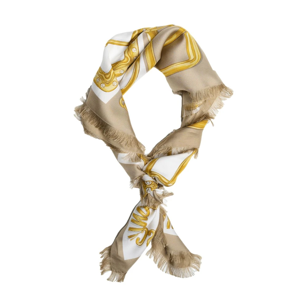 Moschino Luxe Gouden Zijden Sjaal met Chique Print Multicolor Dames
