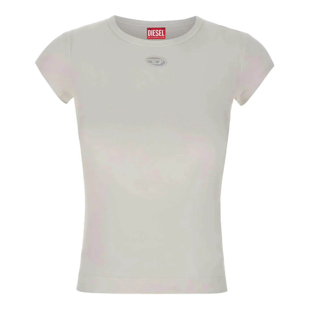 Diesel Kvinno Vit Toppar Dam, M, Bomull, T-Angie Od T-Shirt