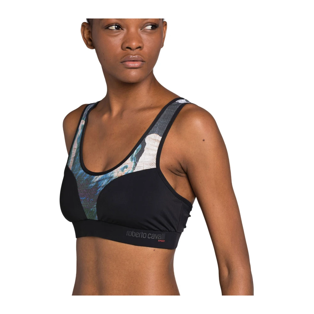 Roberto Cavalli Abstract-Print Crop Top Blue Dames