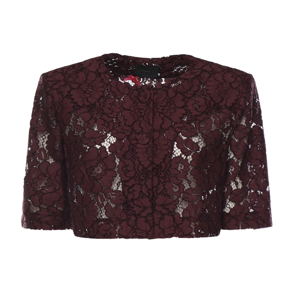 Pinko Women's Purple Lace-Detail Cropped Jacket - Light Jackets - Xs - Jackets