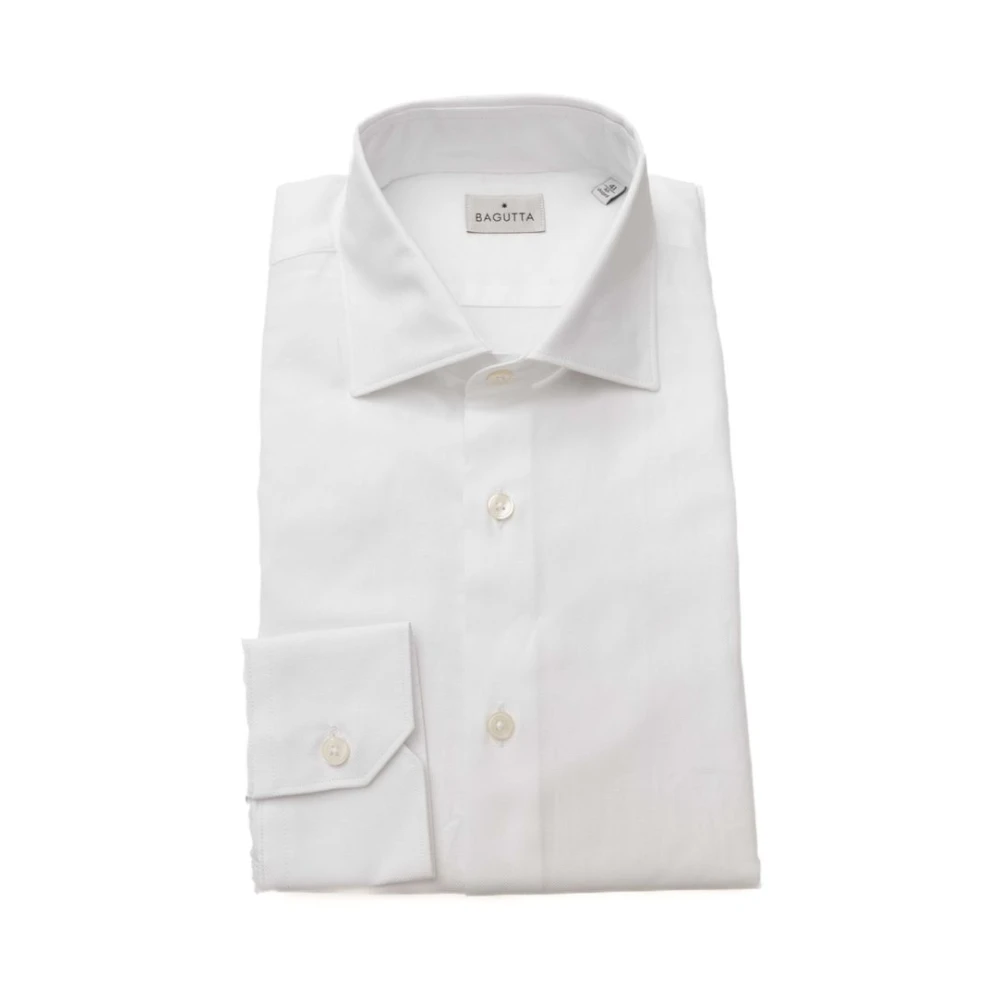 Bagutta Elegant Slim Fit Overhemd met Franse Kraag White Heren