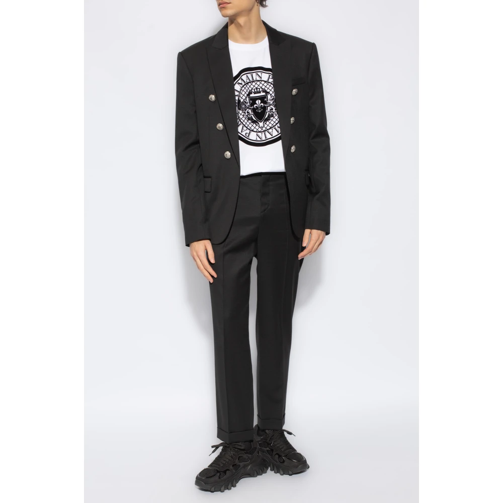 Balmain Blazer met puntige revers Black Heren