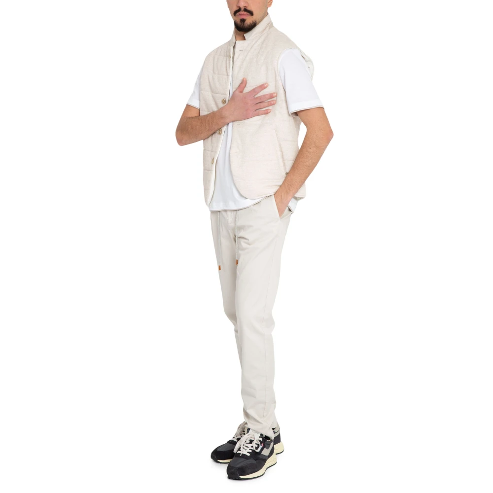 Eleventy Giza Cotton Piping Tee in Bianco White Heren
