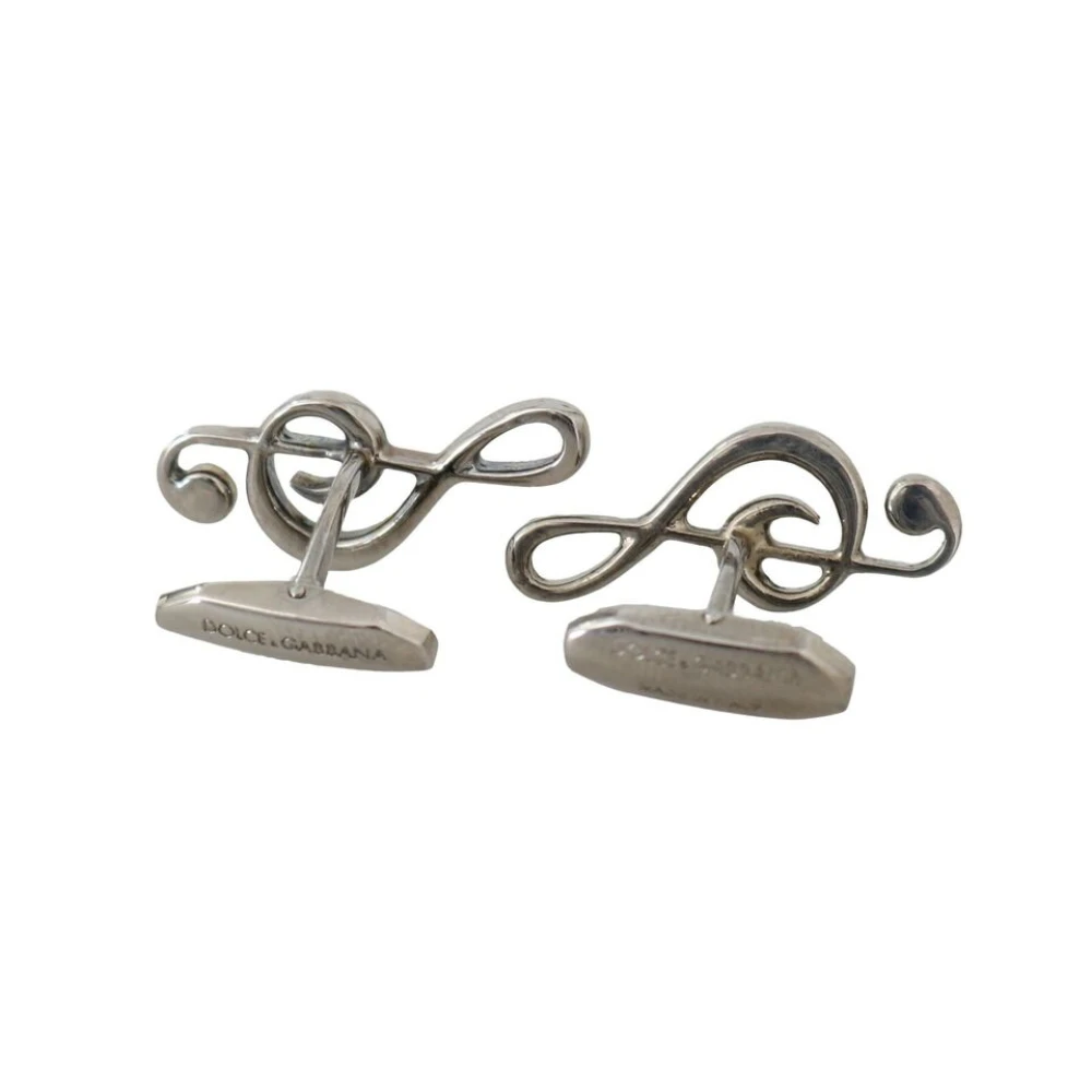 Dolce & Gabbana Elegante Zilveren Tremble Clef Manchetknopen Gray Heren