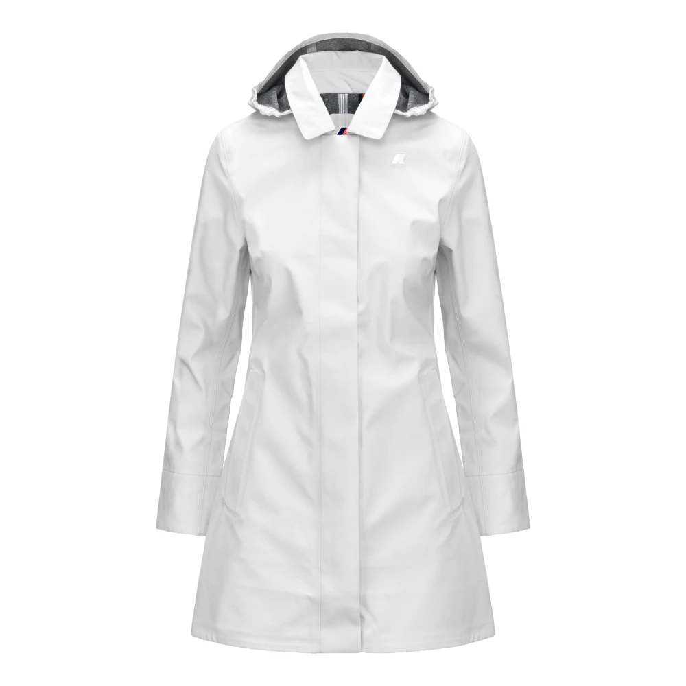 K-Way Women's White Mathy Bonded Jersey - Parkas - L - Coats