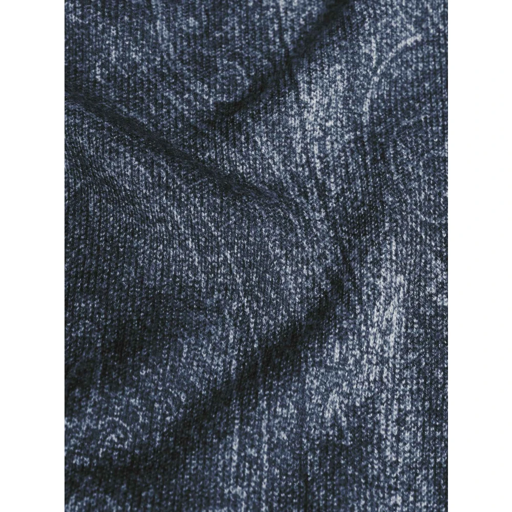 ETRO Blauwe Paisley Zijde Kasjmier Trui Blue Heren