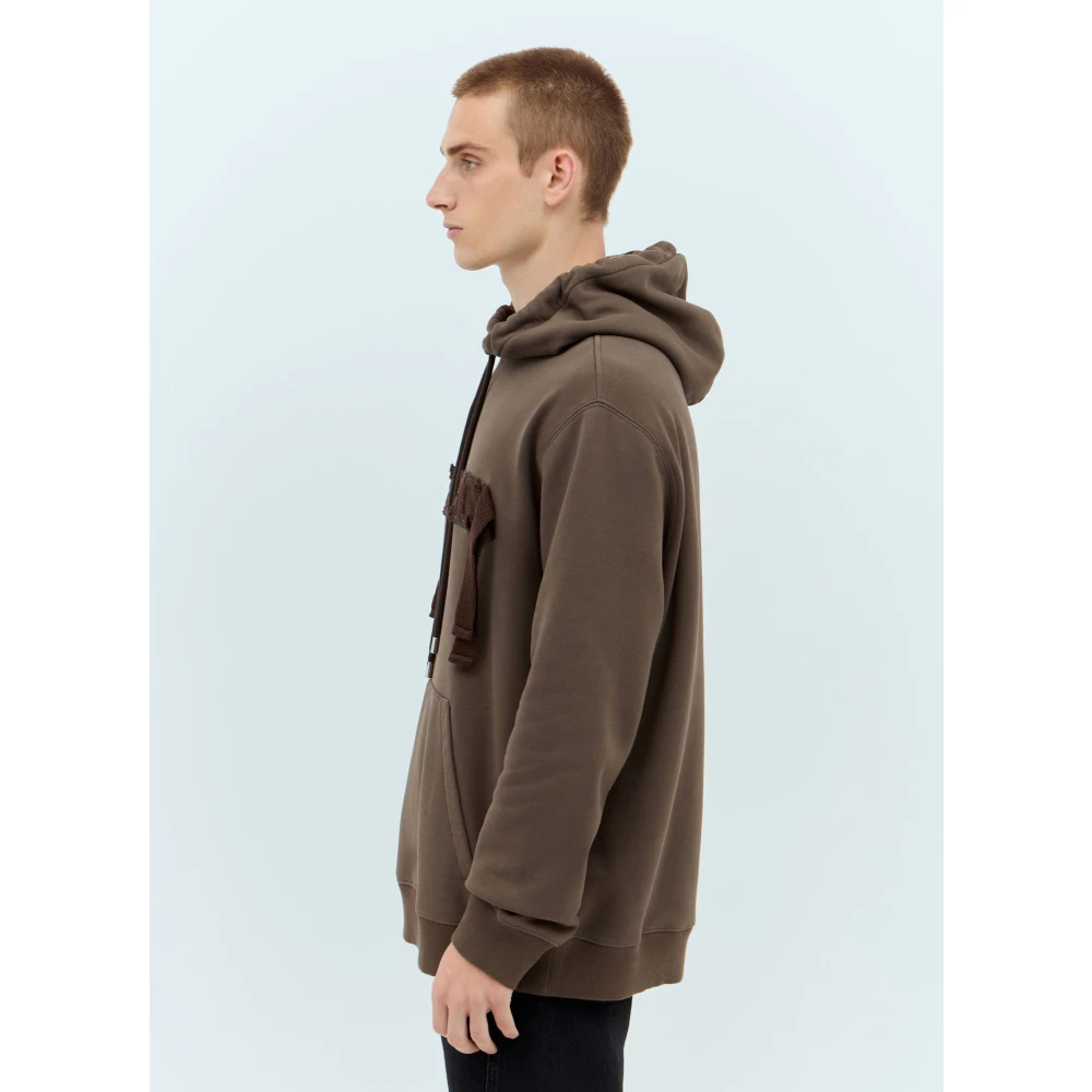 Lanvin Katoenen Fleece Hoodie Brown Heren