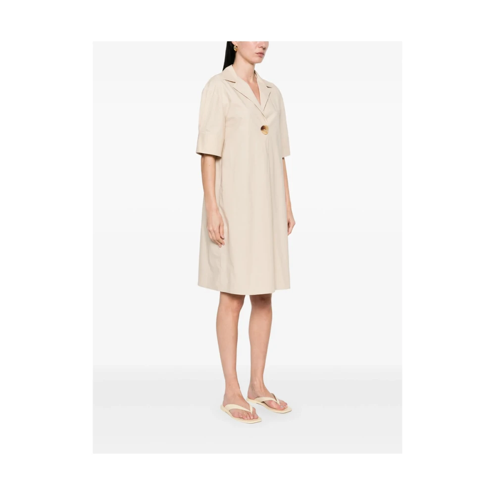 Antonelli Firenze Beige Geplooide Jurk Korte Mouw Beige Dames