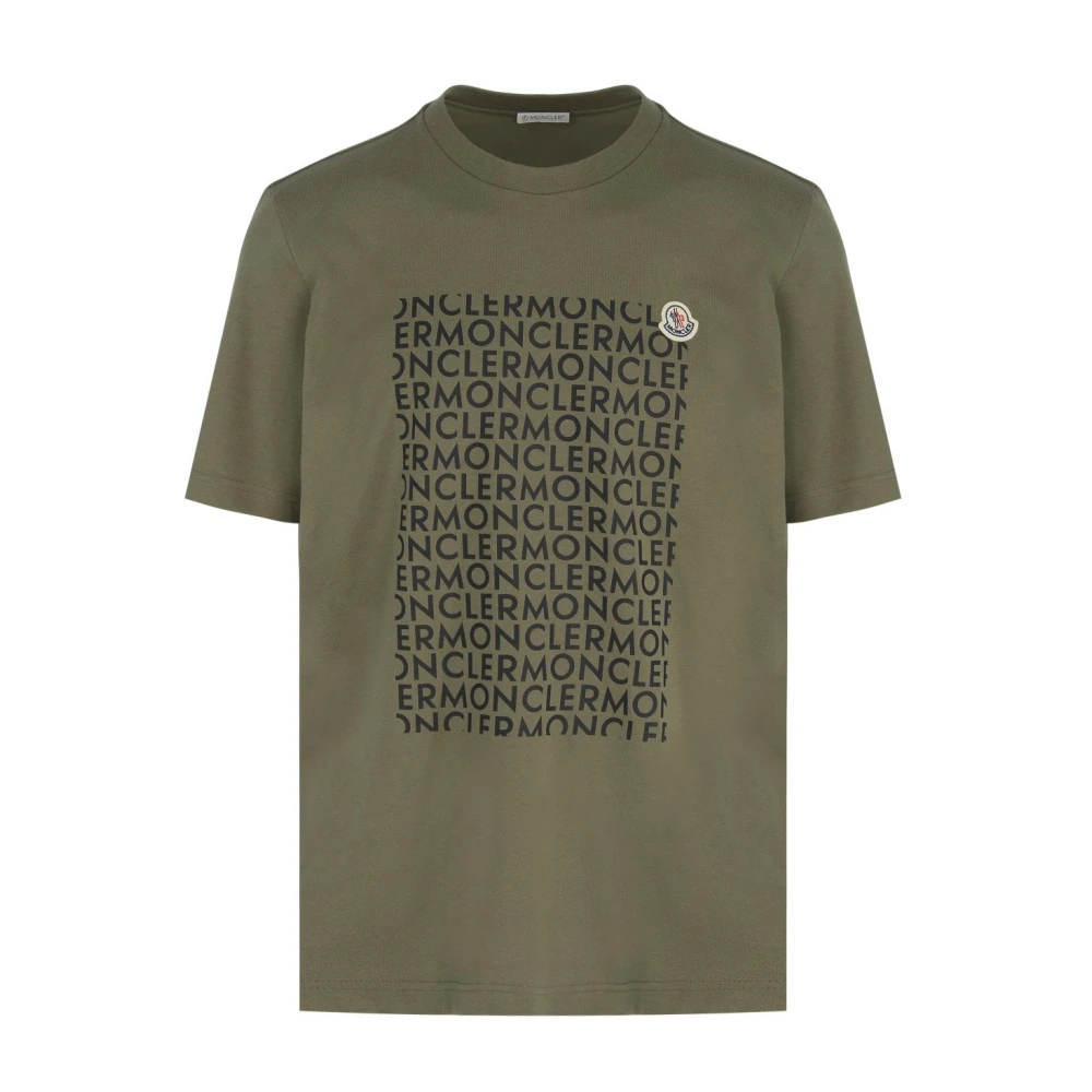 Moncler Tekst Print Logo T-Shirt in Groen Green Heren