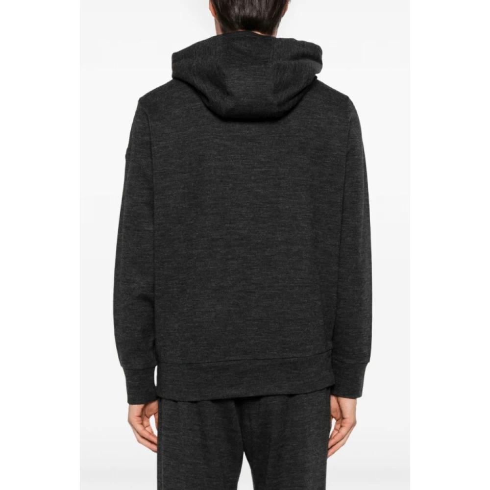 Moncler Gestructureerde donkergrijze wollen blend hoodie Gray Heren