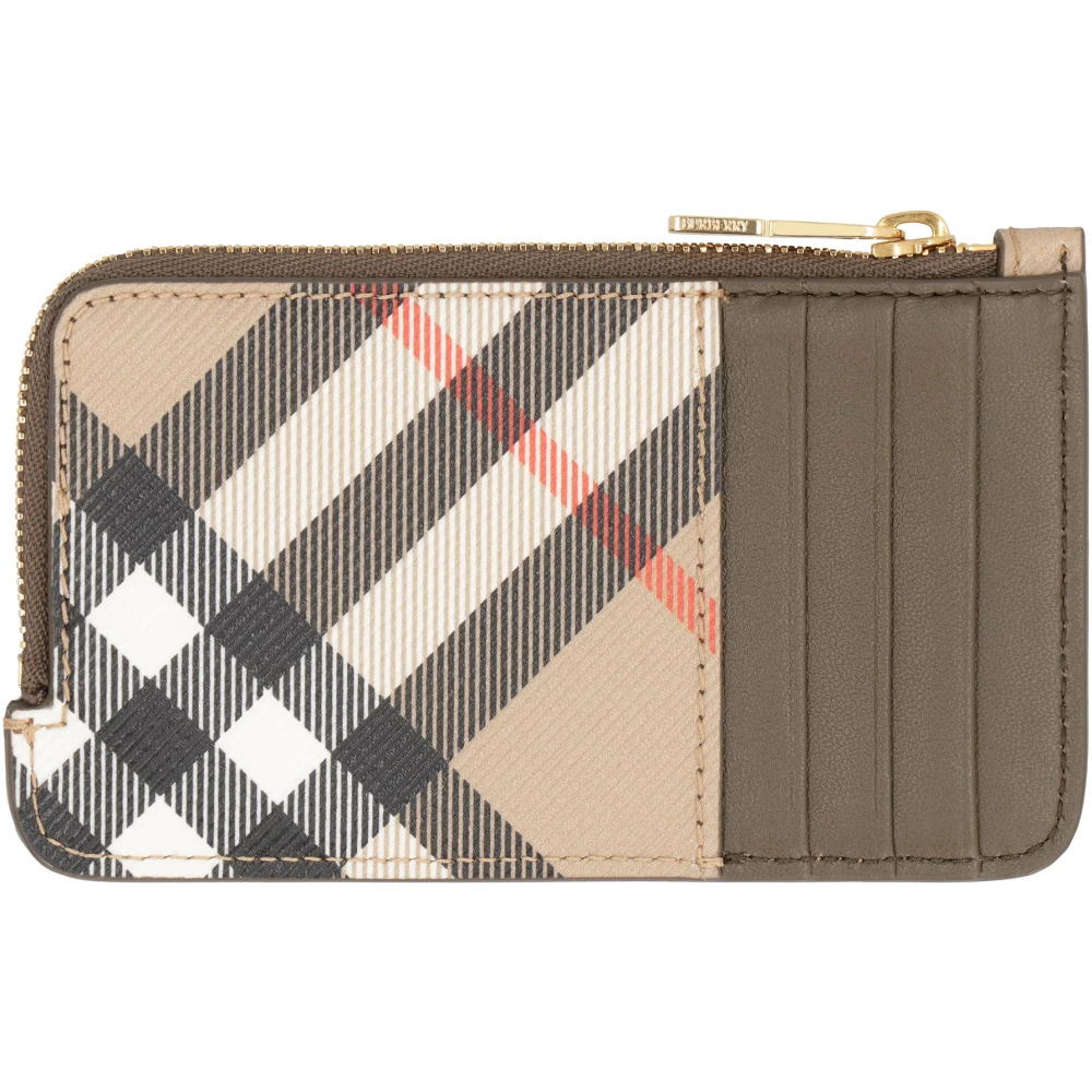 Burberry Geruit Motief Kaarthouder Beige Dames