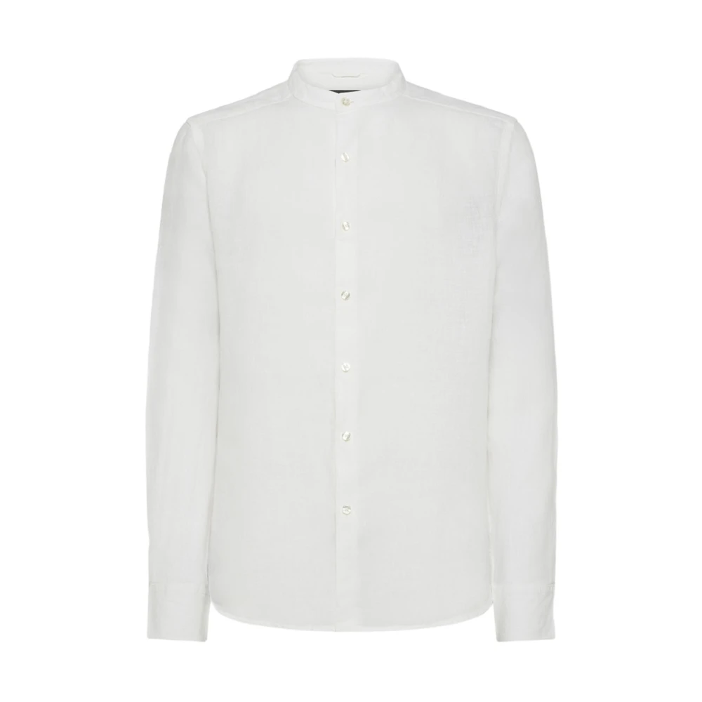 Peuterey Witte Mandarin Kraag Shirt White Heren