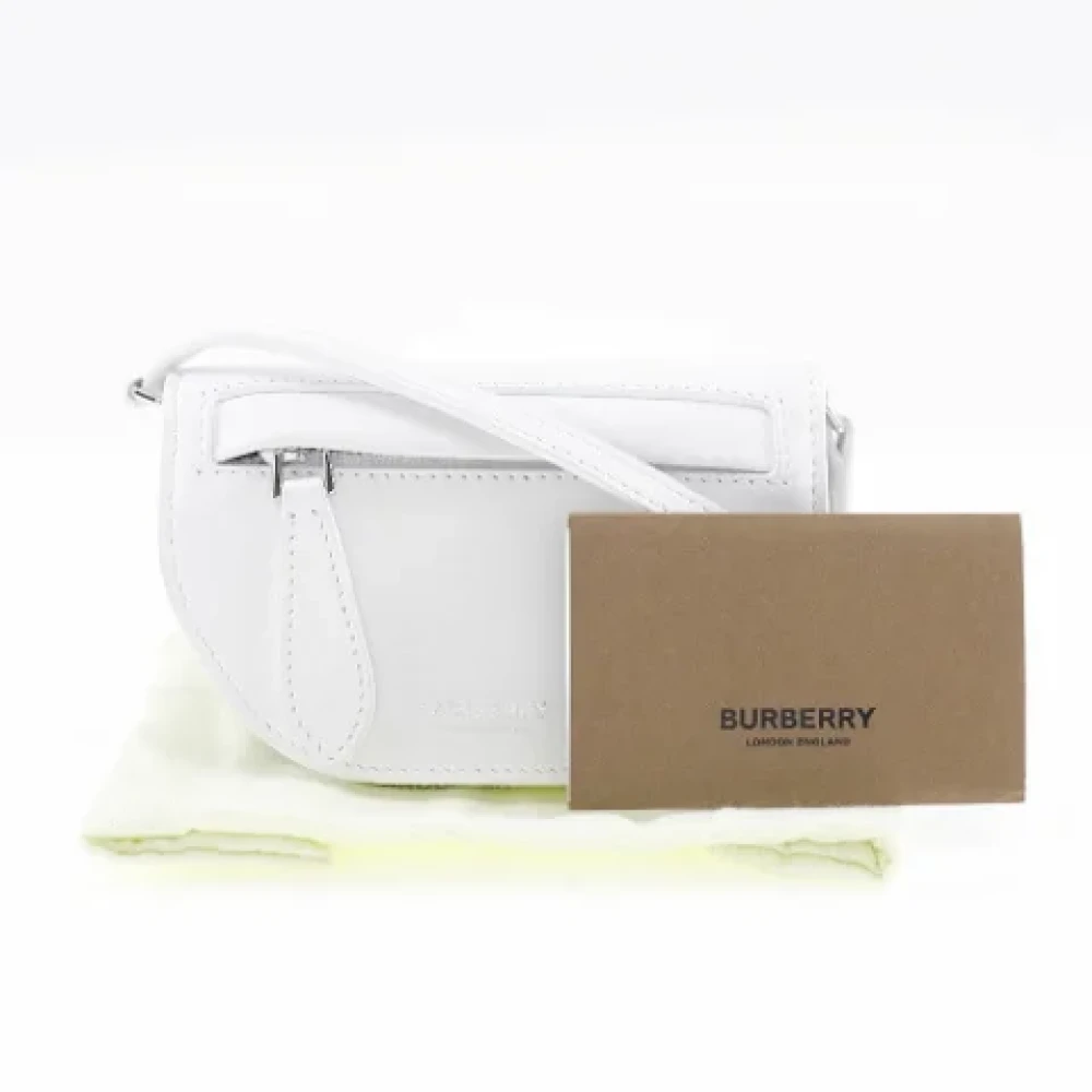 Burberry Vintage Tweedehands Witleren Olympia Schoudertas White Dames