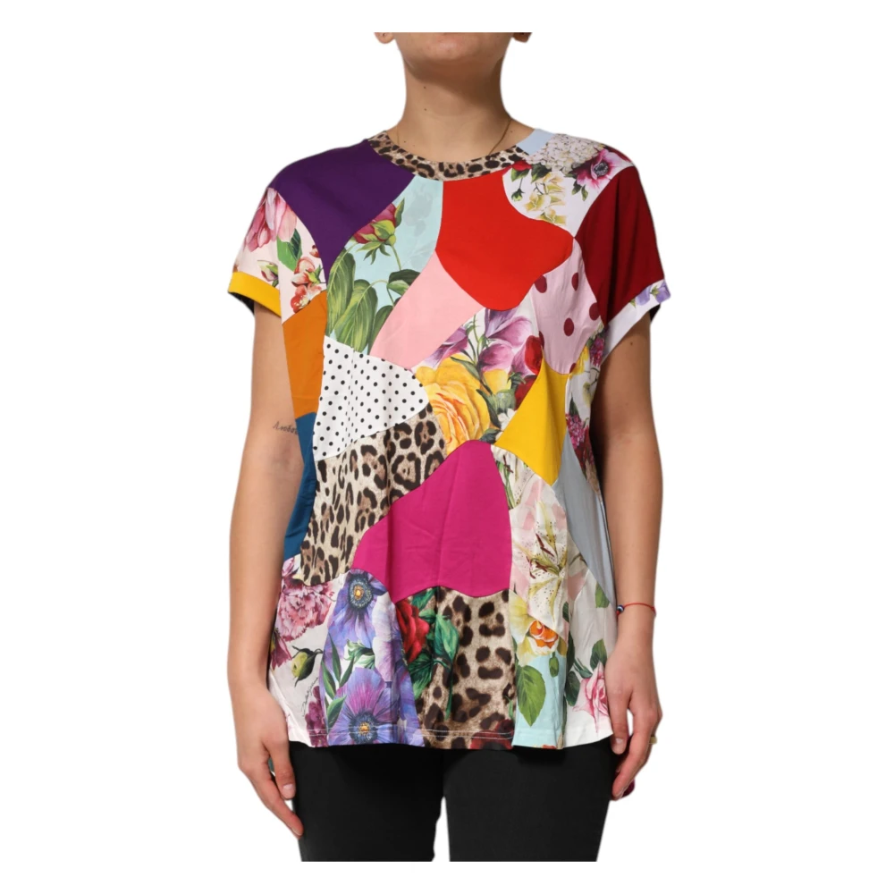 Dolce & Gabbana Women's Multicolor Patchwork Cotton Silk Blouse Top - T-Shirts - Xs - Tops