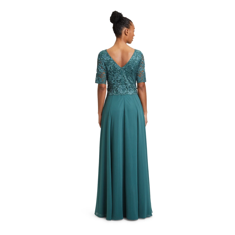 Vera Mont Kanten en chiffon cocktailjurk Green Dames