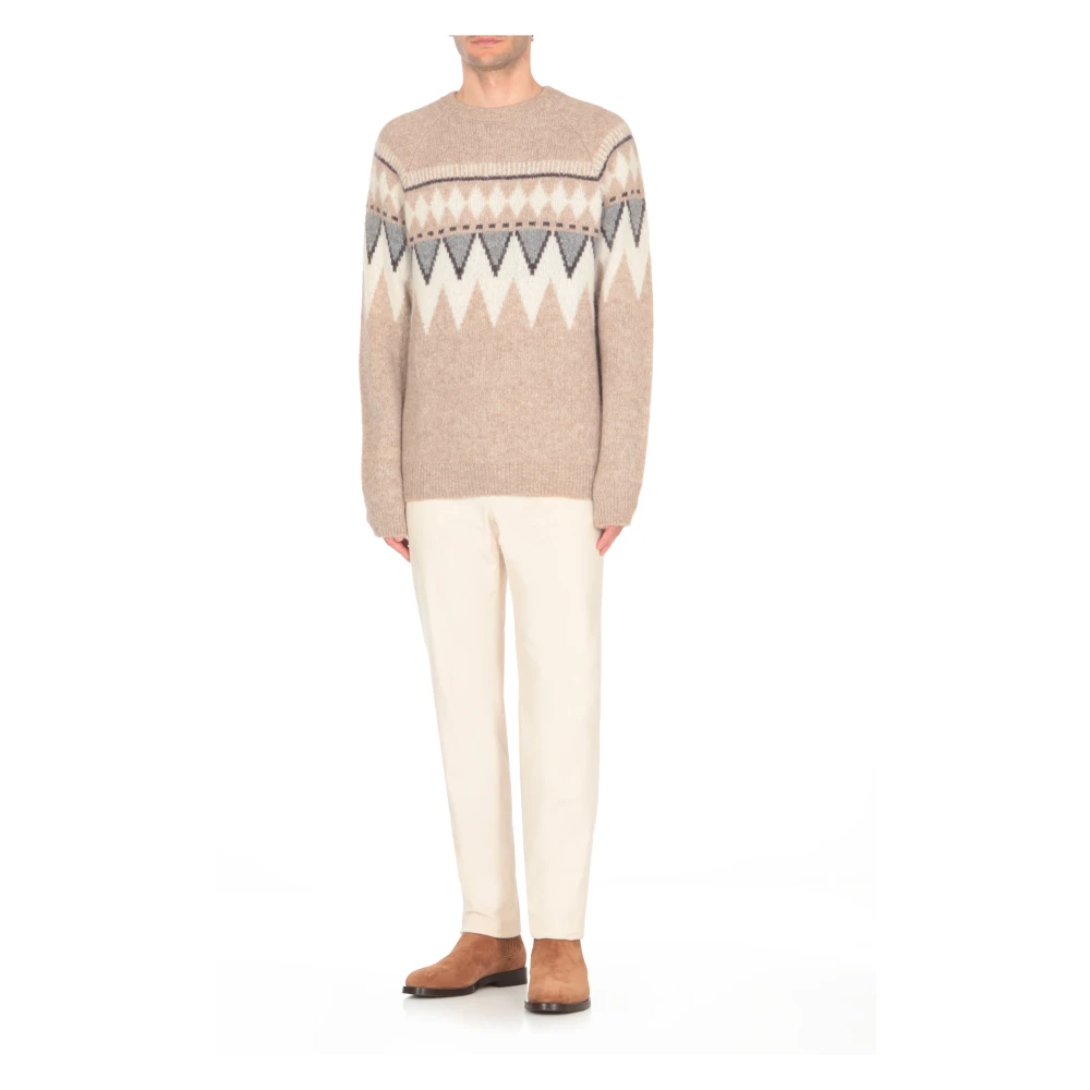 PESERICO Beige Alpaca Crewneck Jumper Sweater Beige Heren