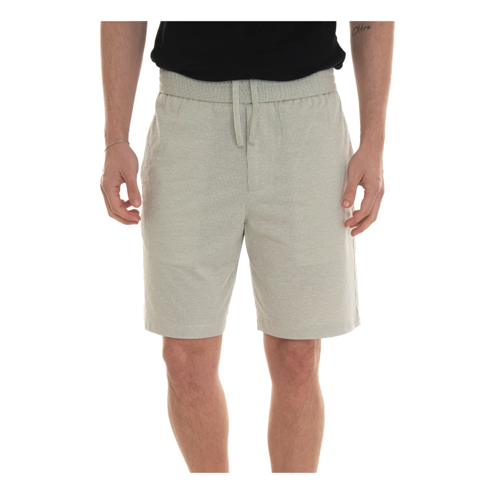 Hindustrie Gestreepte Bermuda Shorts Elastische Taille Jogging Stijl Green Heren