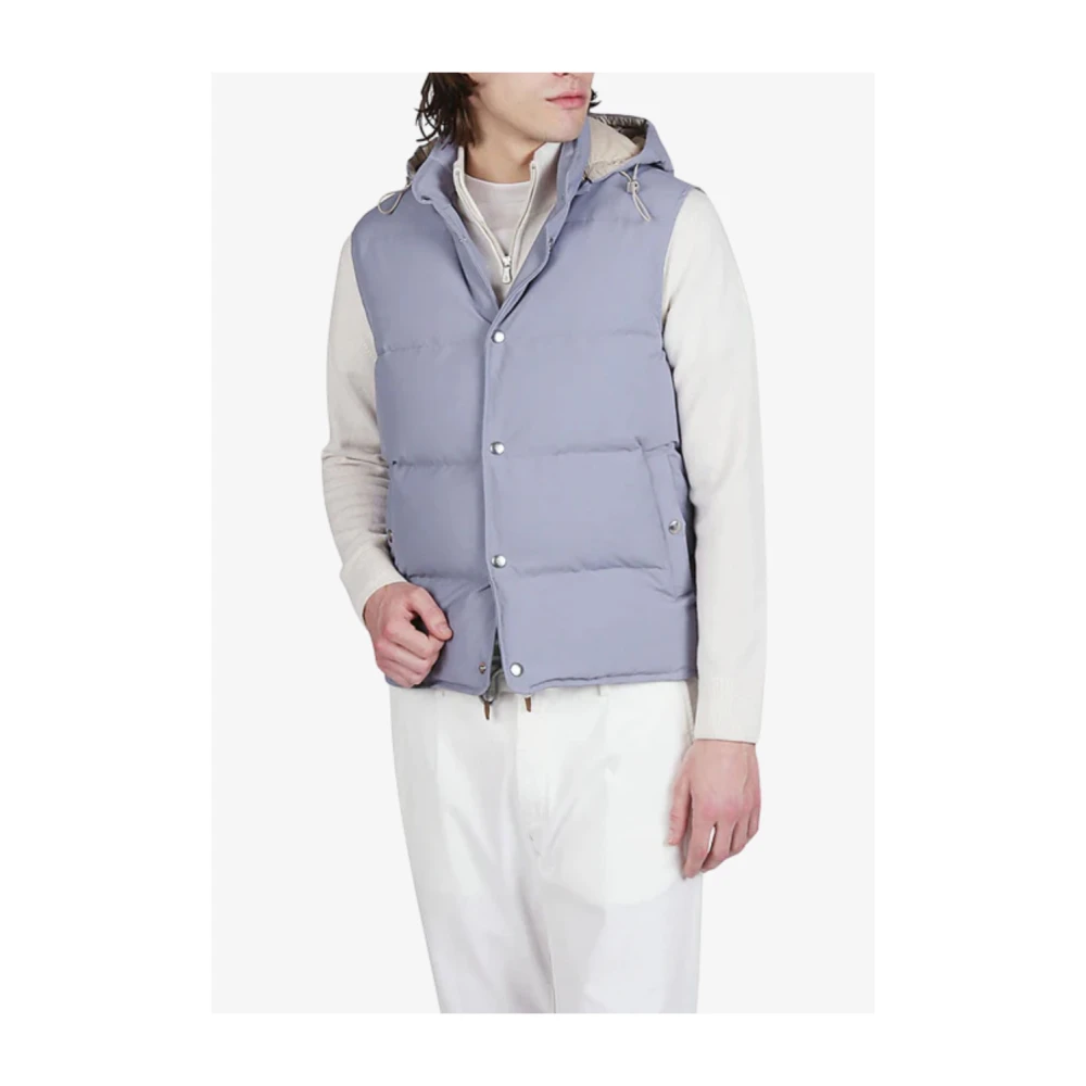 Eleventy Wollen Nylon Vest met Afneembare Capuchon Blue Heren