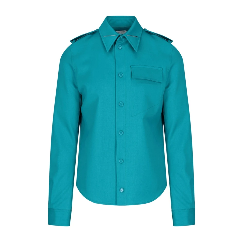 Bottega Veneta Wollen overhemd met knoopsluiting Green Heren