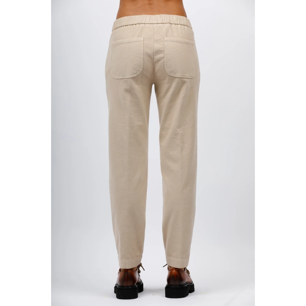 Rosso35 Katoenen Elastische Taillebroek met Achterzakken Beige Dames